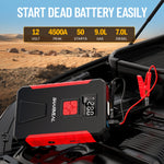 SHARMEAL 4500A/5000A Car Jump Starter Power Portable Car Jump Starter With Air Compressor (2.11-Gal Gas, 1.72-Gal Diesel), 150PSI Tire Inflator, 12V Battery Booster With LED Light. Car Start, Power Charing