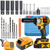 21V Cordless Impact Wrench Wireless Drill Kit, Brushless Electric Impact Gun Drill, Impact Wrench Drill, Equipped With 4000mAh Battery, Toolbox, Charger, Socket And Complete Accessories. Suitable For Men'S Gifts In Cars And Families