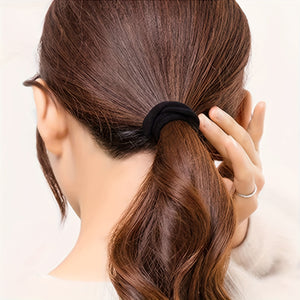 Women's Black Seamless Headband - Elastic Ponytail Fixer, No Damage, Ideal for Thick Hair