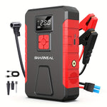 SHARMEAL 4500A/5000A Car Jump Starter Power Portable Car Jump Starter With Air Compressor (2.11-Gal Gas, 1.72-Gal Diesel), 150PSI Tire Inflator, 12V Battery Booster With LED Light. Car Start, Power Charing
