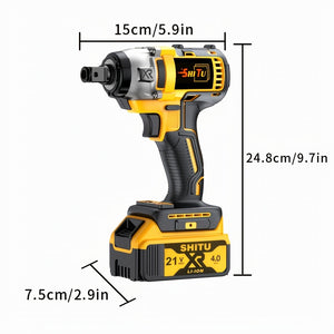 21V Cordless Impact Wrench Wireless Drill Kit, Brushless Electric Impact Gun Drill, Impact Wrench Drill, Equipped With 4000mAh Battery, Toolbox, Charger, Socket And Complete Accessories. Suitable For Men'S Gifts In Cars And Families
