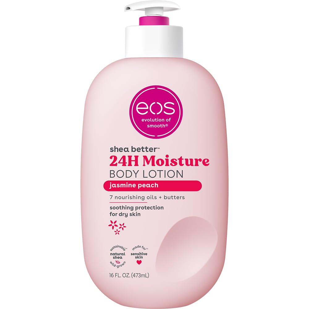 eos Shea Better Body Lotion- Vanilla Cashmere, 24-Hour Moisture Skin Care, Lightweight & Non-Greasy, Made with Natural Shea, Vegan, 16 fl oz