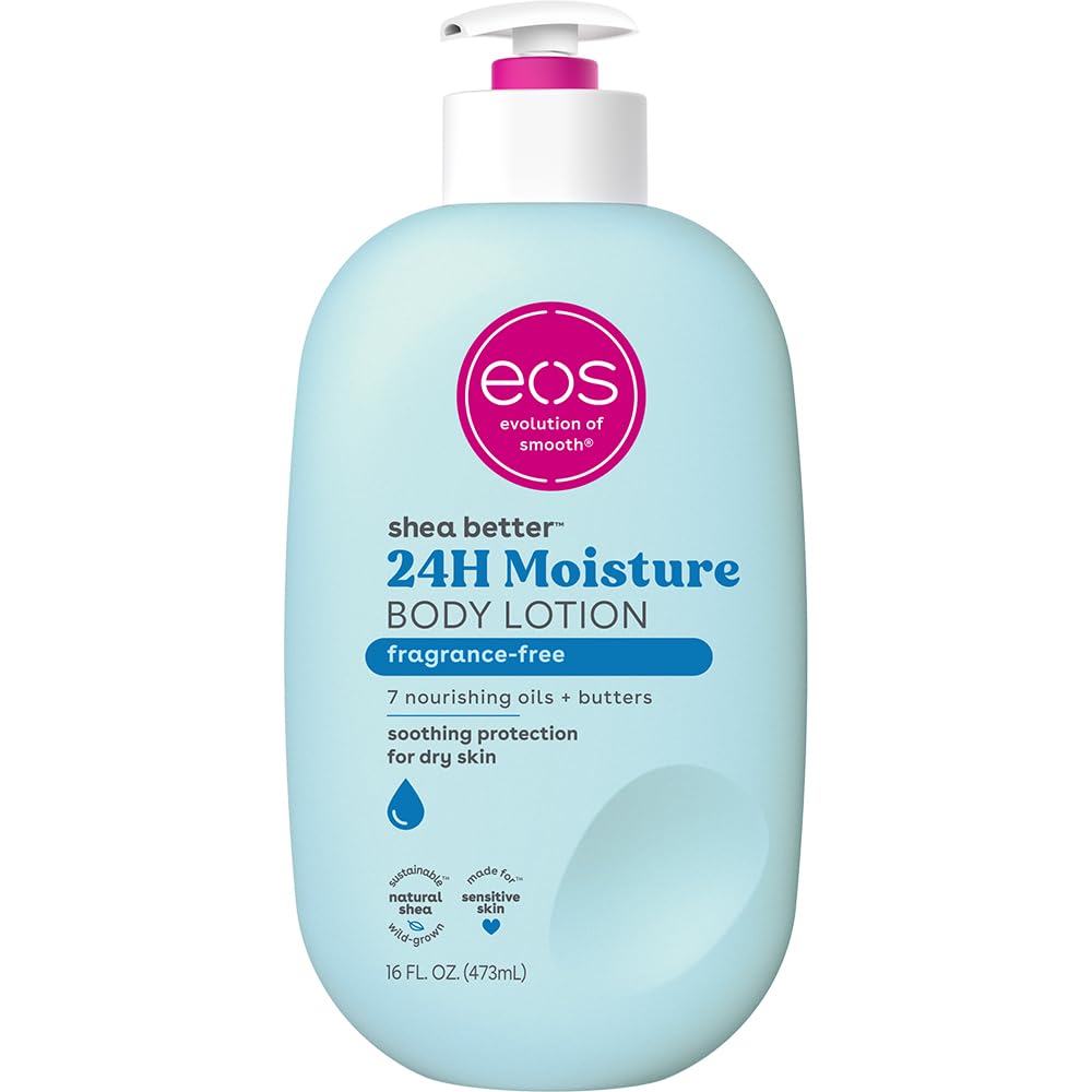 eos Shea Better Body Lotion- Vanilla Cashmere, 24-Hour Moisture Skin Care, Lightweight & Non-Greasy, Made with Natural Shea, Vegan, 16 fl oz