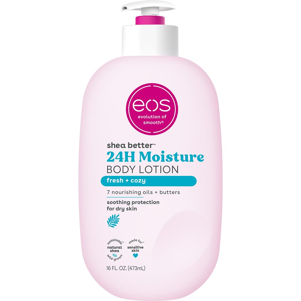 eos Shea Better Body Lotion- Vanilla Cashmere, 24-Hour Moisture Skin Care, Lightweight & Non-Greasy, Made with Natural Shea, Vegan, 16 fl oz