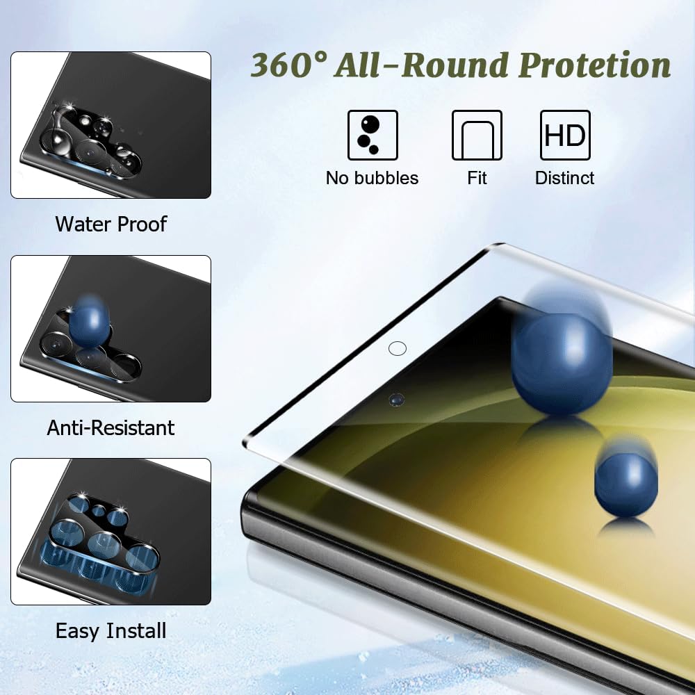 [3 Pack] Screen Protector For Galaxy S24/S25(6.2 Inch) [Tempered Glass] [Japan Glass with 9H Hardness] Fingerprint Unlock with Installation Frame HD Clear Screen Protector