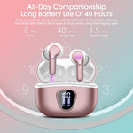 Wireless Earbuds, Bluetooth 5.4 Headphones HiFi Stereo, Bluetooth Earbuds with ENC Noise Cancelling Mic, IP7 Waterproof in Ear Earphones, 48H, LED Display Ear buds for Pad Workout Sports, Black