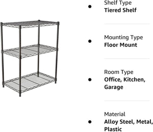 Amazon Basics 5-Shelf Adjustable, Storage Shelving Unit, (200 Pound Loading Capacity per Shelf), Steel Organizer Wire Rack, 23.2 x 13.4 x 60 inches (LxWxH), Chrome