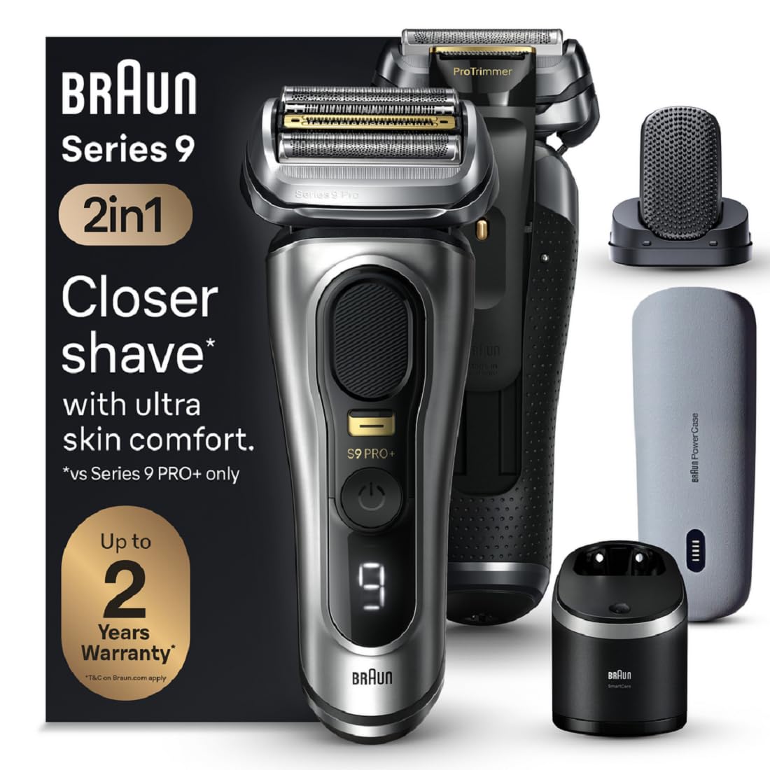 Braun Series 9 PRO+ Electric Shaver, Shaving Kit with 5 Pro Shave Elements and ProComfort Head, SmartCare Center