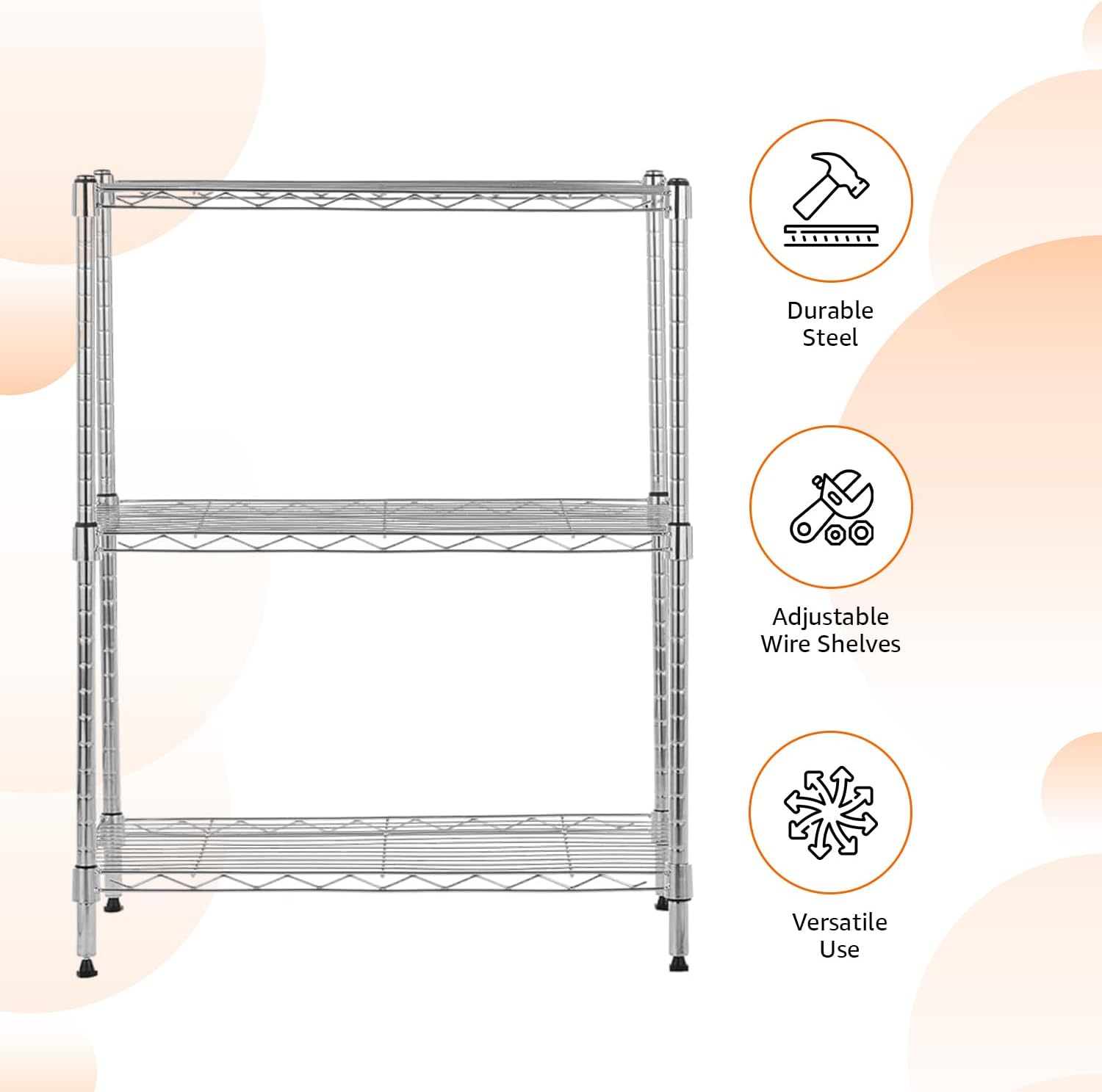 Amazon Basics 5-Shelf Adjustable, Storage Shelving Unit, (200 Pound Loading Capacity per Shelf), Steel Organizer Wire Rack, 23.2 x 13.4 x 60 inches (LxWxH), Chrome
