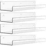 upsimples 6 Pack Acrylic Shelves for Wall Storage, 15" x 4“ Floating Bookshelves for Kids, Display Shelf Organizer for Bathroom, Bedroom, Living Room, Kitchen, Room Decor, Clear