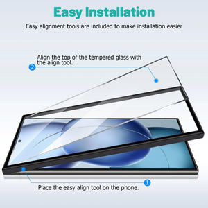 [3 Pack] Screen Protector For Galaxy S24/S25(6.2 Inch) [Tempered Glass] [Japan Glass with 9H Hardness] Fingerprint Unlock with Installation Frame HD Clear Screen Protector