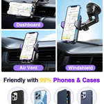 VANMASS 【85+LBS Strongest Suction & Military-Grade 2025 Ultimate Car Phone Mount【Patent & Safety Certs】 Cell Phone Holder Truck Stand for Dashboard Windshield Vent for iPhone 16 15 Pro Max 14 Samsung