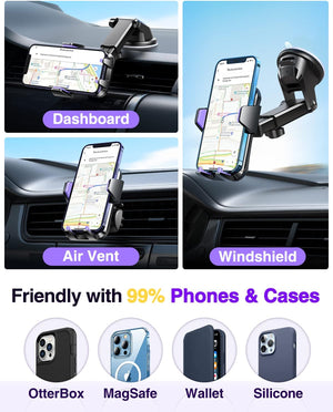 VANMASS 【85+LBS Strongest Suction & Military-Grade 2025 Ultimate Car Phone Mount【Patent & Safety Certs】 Cell Phone Holder Truck Stand for Dashboard Windshield Vent for iPhone 16 15 Pro Max 14 Samsung
