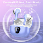 Wireless Earbuds, Bluetooth 5.4 Headphones HiFi Stereo, Bluetooth Earbuds with ENC Noise Cancelling Mic, IP7 Waterproof in Ear Earphones, 48H, LED Display Ear buds for Pad Workout Sports, Black