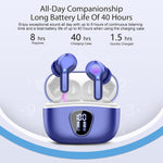 Wireless Earbuds, Bluetooth 5.4 Headphones HiFi Stereo, Bluetooth Earbuds with ENC Noise Cancelling Mic, IP7 Waterproof in Ear Earphones, 48H, LED Display Ear buds for Pad Workout Sports, Black