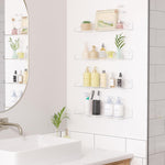 upsimples 6 Pack Acrylic Shelves for Wall Storage, 15" x 4“ Floating Bookshelves for Kids, Display Shelf Organizer for Bathroom, Bedroom, Living Room, Kitchen, Room Decor, Clear