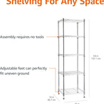 Amazon Basics 5-Shelf Adjustable, Storage Shelving Unit, (200 Pound Loading Capacity per Shelf), Steel Organizer Wire Rack, 23.2 x 13.4 x 60 inches (LxWxH), Chrome