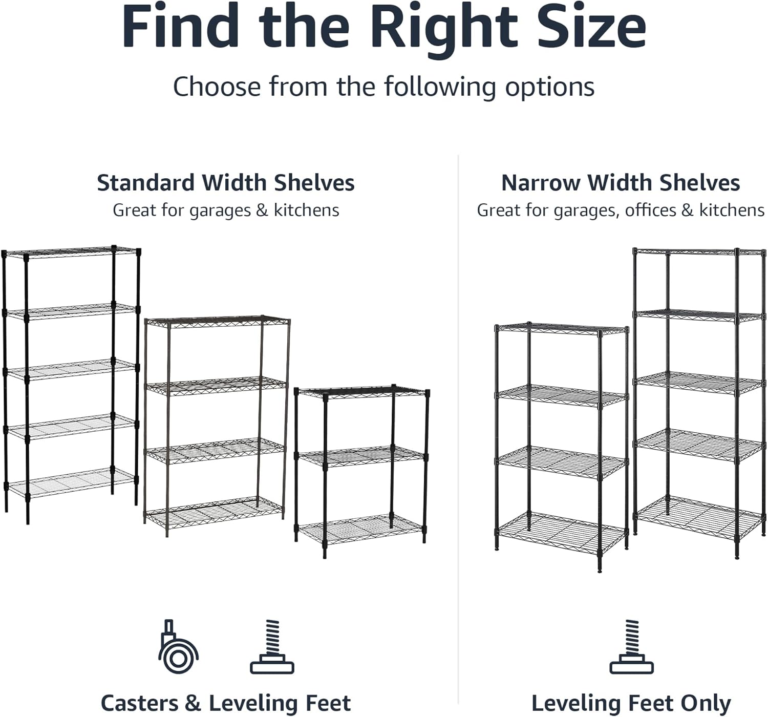Amazon Basics 5-Shelf Adjustable, Storage Shelving Unit, (200 Pound Loading Capacity per Shelf), Steel Organizer Wire Rack, 23.2 x 13.4 x 60 inches (LxWxH), Chrome