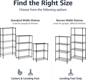 Amazon Basics 5-Shelf Adjustable, Storage Shelving Unit, (200 Pound Loading Capacity per Shelf), Steel Organizer Wire Rack, 23.2 x 13.4 x 60 inches (LxWxH), Chrome