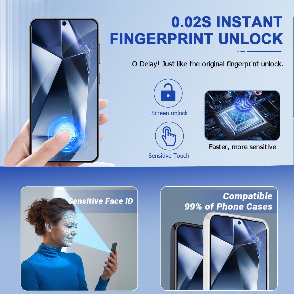 [3 Pack] Screen Protector For Galaxy S24/S25(6.2 Inch) [Tempered Glass] [Japan Glass with 9H Hardness] Fingerprint Unlock with Installation Frame HD Clear Screen Protector