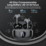 Wireless Earbuds, Bluetooth 5.4 Headphones HiFi Stereo, Bluetooth Earbuds with ENC Noise Cancelling Mic, IP7 Waterproof in Ear Earphones, 48H, LED Display Ear buds for Pad Workout Sports, Black