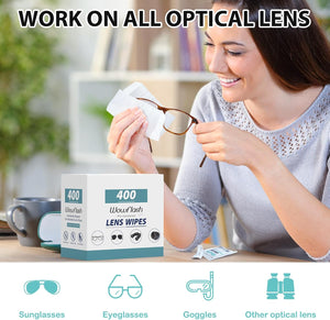 200 Count Lens Wipes for Eyeglasses, Eyeglass Lens Cleaning Wipes Pre-moistened Individually Wrapped Sracth-Free Streak-Free Eye Glasses Cleaner Wipes for Sunglass, Camera Lens, Goggles