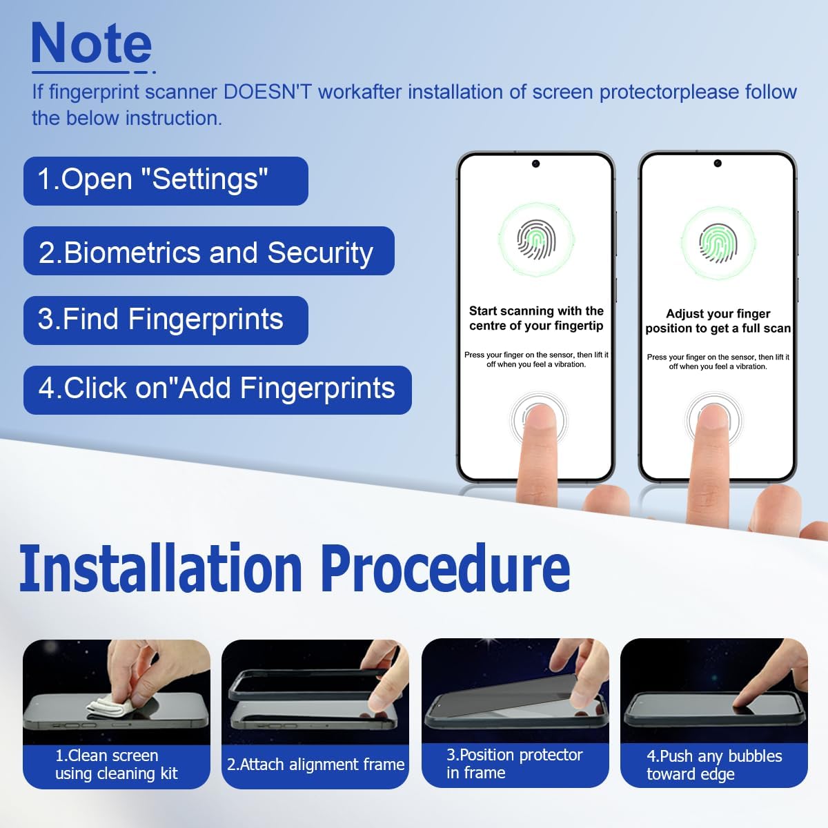 [3 Pack] Screen Protector For Galaxy S24/S25(6.2 Inch) [Tempered Glass] [Japan Glass with 9H Hardness] Fingerprint Unlock with Installation Frame HD Clear Screen Protector