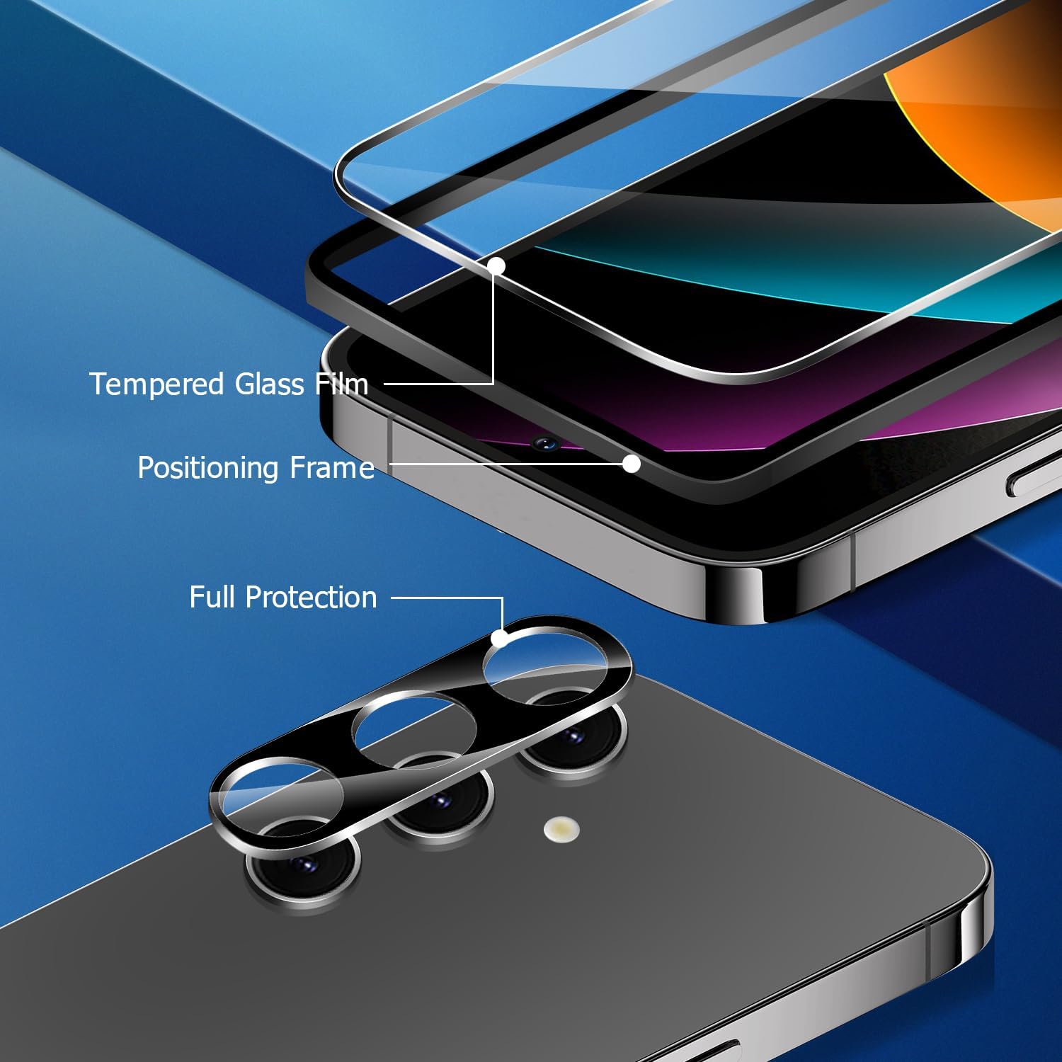 [3 Pack] Screen Protector For Galaxy S24/S25(6.2 Inch) [Tempered Glass] [Japan Glass with 9H Hardness] Fingerprint Unlock with Installation Frame HD Clear Screen Protector