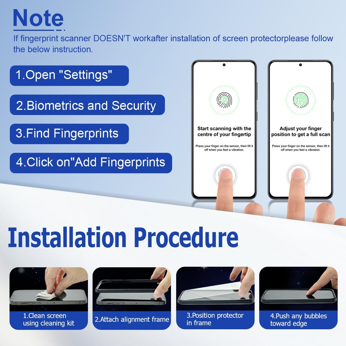 [3 Pack] Screen Protector For Galaxy S24/S25(6.2 Inch) [Tempered Glass] [Japan Glass with 9H Hardness] Fingerprint Unlock with Installation Frame HD Clear Screen Protector