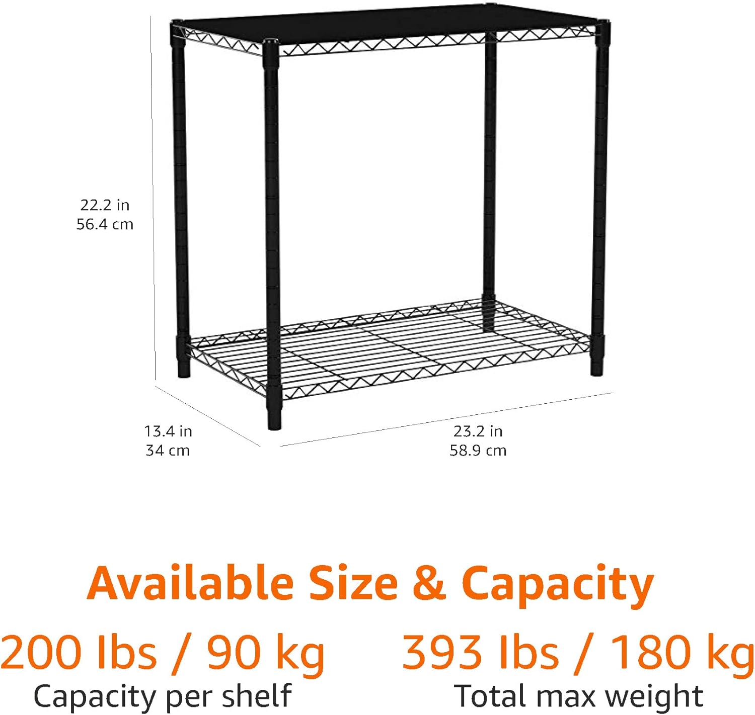 Amazon Basics 5-Shelf Adjustable, Storage Shelving Unit, (200 Pound Loading Capacity per Shelf), Steel Organizer Wire Rack, 23.2 x 13.4 x 60 inches (LxWxH), Chrome