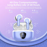 Wireless Earbuds, Bluetooth 5.4 Headphones HiFi Stereo, Bluetooth Earbuds with ENC Noise Cancelling Mic, IP7 Waterproof in Ear Earphones, 48H, LED Display Ear buds for Pad Workout Sports, Black
