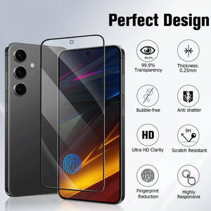[3 Pack] Screen Protector For Galaxy S24/S25(6.2 Inch) [Tempered Glass] [Japan Glass with 9H Hardness] Fingerprint Unlock with Installation Frame HD Clear Screen Protector