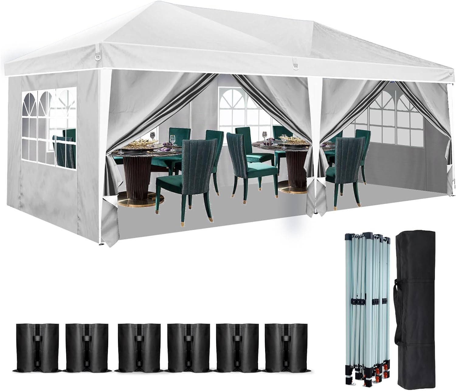 Heavy Duty Pop Up Canopy, Carport Canopy with UV Protection, Waterproof Fabric, Adjustable Heights, and Easy Assembly – Ideal for Outdoor Events, Camping, and Carports (10 x 20) (Blue)
