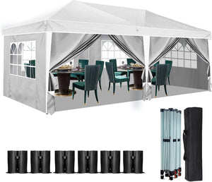 Heavy Duty Pop Up Canopy, Carport Canopy with UV Protection, Waterproof Fabric, Adjustable Heights, and Easy Assembly – Ideal for Outdoor Events, Camping, and Carports (10 x 20) (Blue)