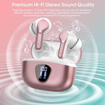 Wireless Earbuds, Bluetooth 5.4 Headphones HiFi Stereo, Bluetooth Earbuds with ENC Noise Cancelling Mic, IP7 Waterproof in Ear Earphones, 48H, LED Display Ear buds for Pad Workout Sports, Black