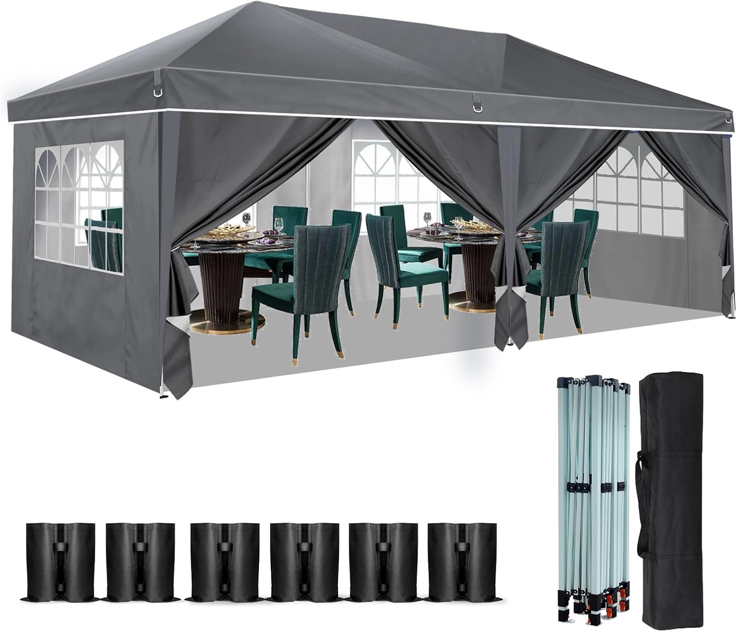 Heavy Duty Pop Up Canopy, Carport Canopy with UV Protection, Waterproof Fabric, Adjustable Heights, and Easy Assembly – Ideal for Outdoor Events, Camping, and Carports (10 x 20) (Blue)