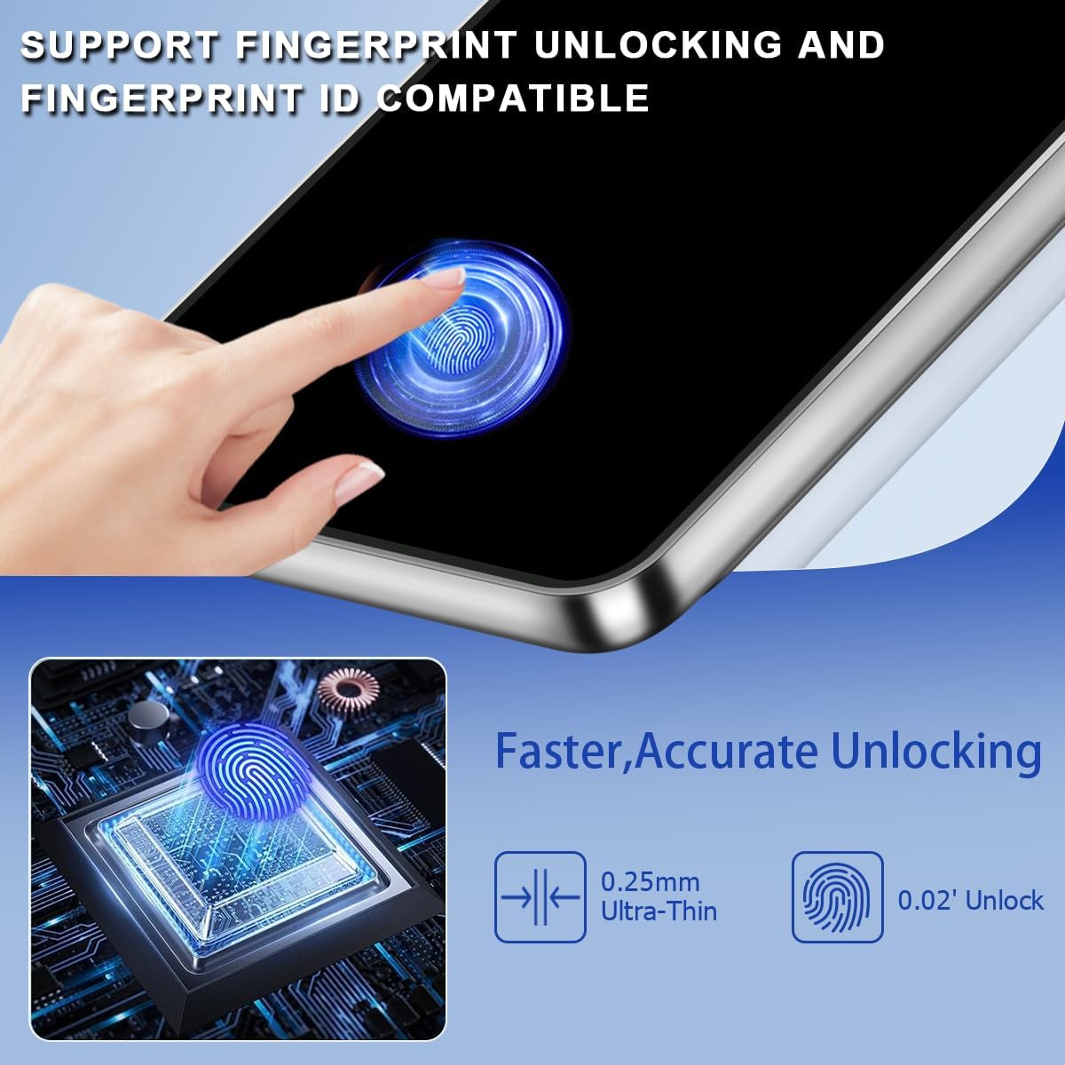 [3 Pack] Screen Protector For Galaxy S24/S25(6.2 Inch) [Tempered Glass] [Japan Glass with 9H Hardness] Fingerprint Unlock with Installation Frame HD Clear Screen Protector