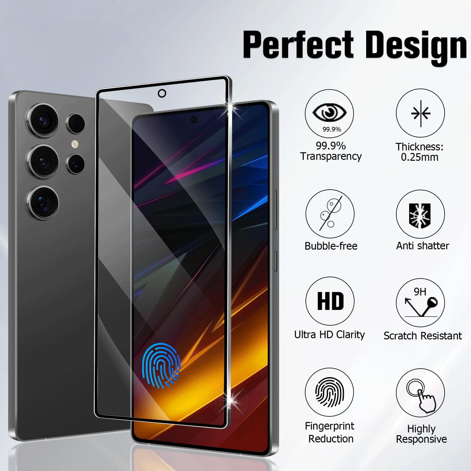 [3 Pack] Screen Protector For Galaxy S24/S25(6.2 Inch) [Tempered Glass] [Japan Glass with 9H Hardness] Fingerprint Unlock with Installation Frame HD Clear Screen Protector