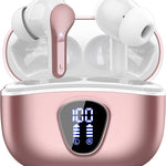 Wireless Earbuds, Bluetooth 5.4 Headphones HiFi Stereo, Bluetooth Earbuds with ENC Noise Cancelling Mic, IP7 Waterproof in Ear Earphones, 48H, LED Display Ear buds for Pad Workout Sports, Black