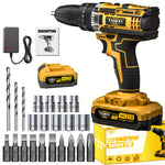 21V Cordless Impact Wrench Wireless Drill Kit, Brushless Electric Impact Gun Drill, Impact Wrench Drill, Equipped With 4000mAh Battery, Toolbox, Charger, Socket And Complete Accessories. Suitable For Men'S Gifts In Cars And Families