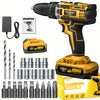 21V Cordless Impact Wrench Wireless Drill Kit, Brushless Electric Impact Gun Drill, Impact Wrench Drill, Equipped With 4000mAh Battery, Toolbox, Charger, Socket And Complete Accessories. Suitable For Men'S Gifts In Cars And Families