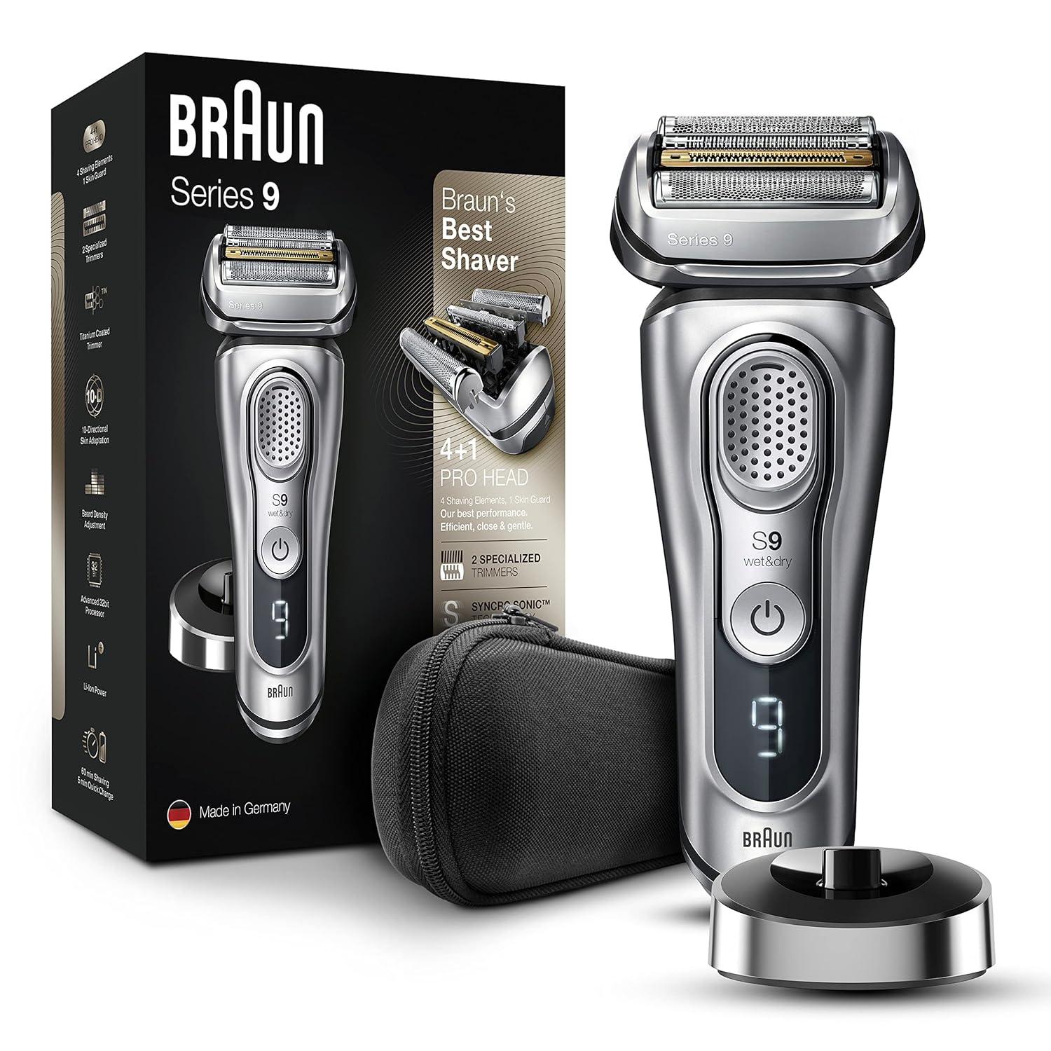 Braun Series 9 PRO+ Electric Shaver, Shaving Kit with 5 Pro Shave Elements and ProComfort Head, SmartCare Center