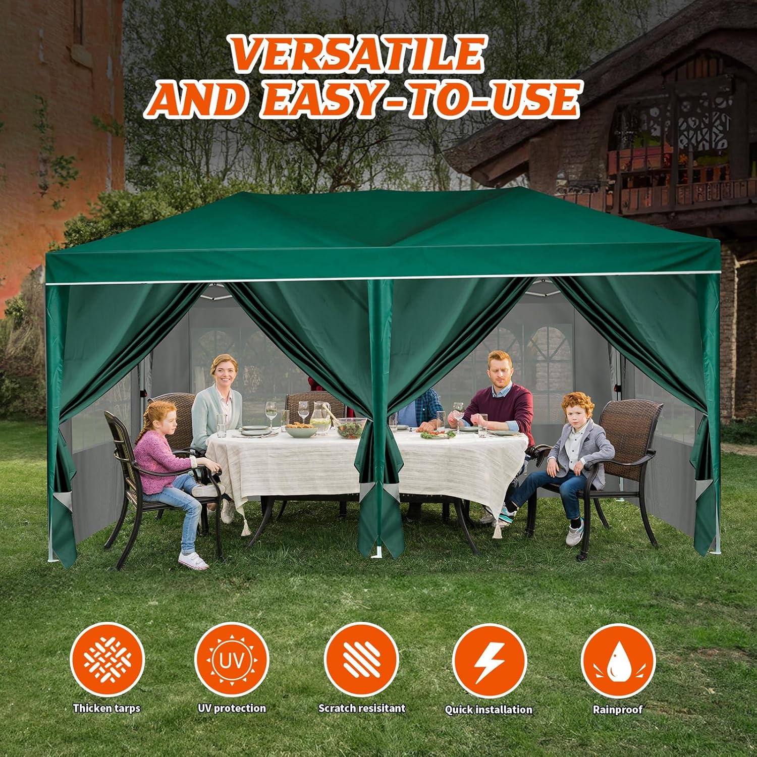 Heavy Duty Pop Up Canopy, Carport Canopy with UV Protection, Waterproof Fabric, Adjustable Heights, and Easy Assembly – Ideal for Outdoor Events, Camping, and Carports (10 x 20) (Blue)