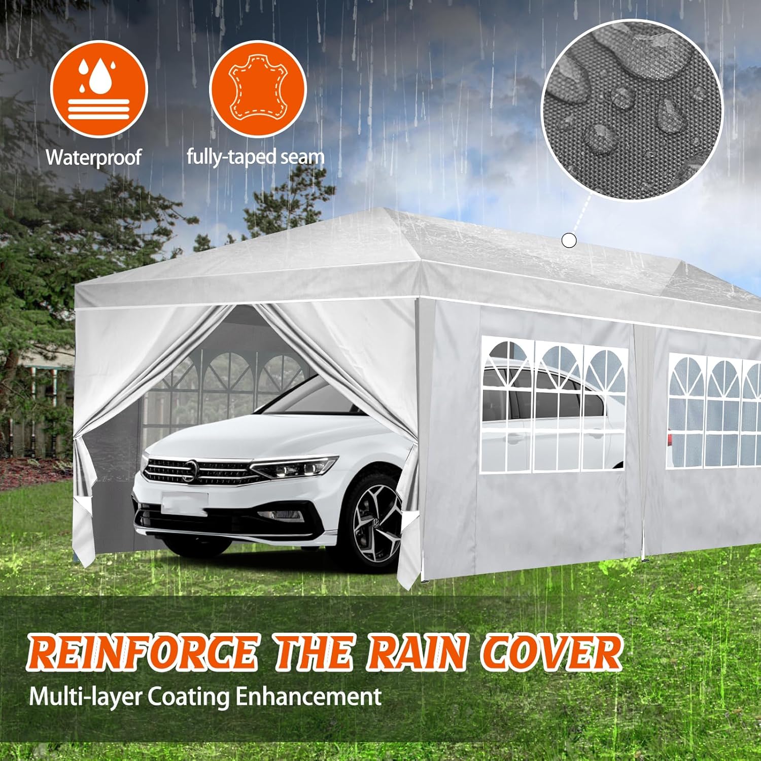 Heavy Duty Pop Up Canopy, Carport Canopy with UV Protection, Waterproof Fabric, Adjustable Heights, and Easy Assembly – Ideal for Outdoor Events, Camping, and Carports (10 x 20) (Blue)