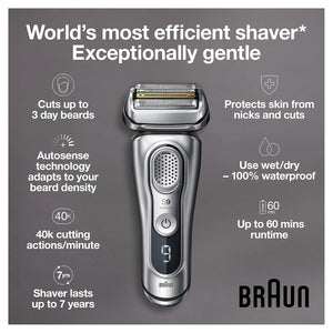 Braun Series 9 PRO+ Electric Shaver, Shaving Kit with 5 Pro Shave Elements and ProComfort Head, SmartCare Center
