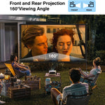 Outdoor-Projector-Screen-with-Stand - 120 inch Portable Projector Screen Indoor Outdoor Projector Screens 16:9 4K HD Lightweight Movie Screen with Carry Bag for Backyard Movie Night