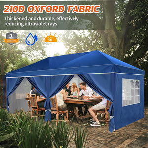 Heavy Duty Pop Up Canopy, Carport Canopy with UV Protection, Waterproof Fabric, Adjustable Heights, and Easy Assembly – Ideal for Outdoor Events, Camping, and Carports (10 x 20) (Blue)