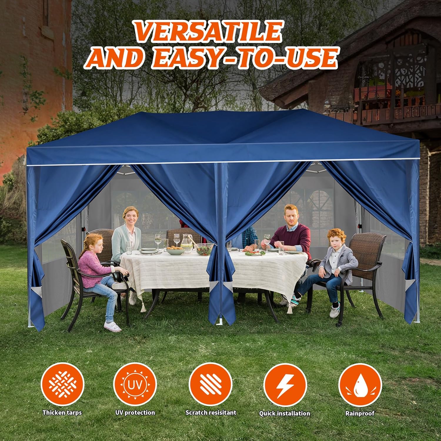 Heavy Duty Pop Up Canopy, Carport Canopy with UV Protection, Waterproof Fabric, Adjustable Heights, and Easy Assembly – Ideal for Outdoor Events, Camping, and Carports (10 x 20) (Blue)
