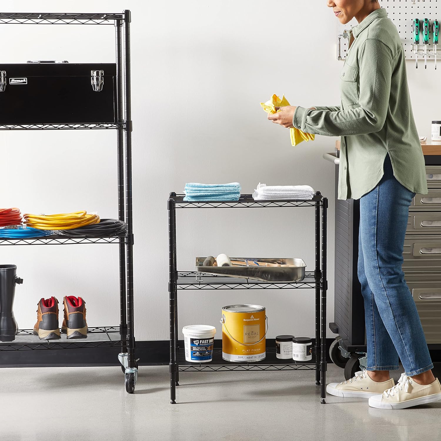Amazon Basics 5-Shelf Adjustable, Storage Shelving Unit, (200 Pound Loading Capacity per Shelf), Steel Organizer Wire Rack, 23.2 x 13.4 x 60 inches (LxWxH), Chrome