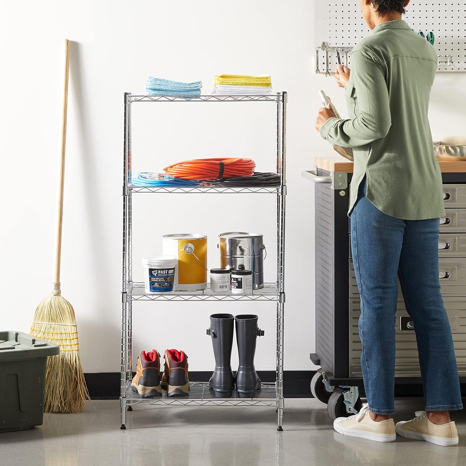 Amazon Basics 5-Shelf Adjustable, Storage Shelving Unit, (200 Pound Loading Capacity per Shelf), Steel Organizer Wire Rack, 23.2 x 13.4 x 60 inches (LxWxH), Chrome